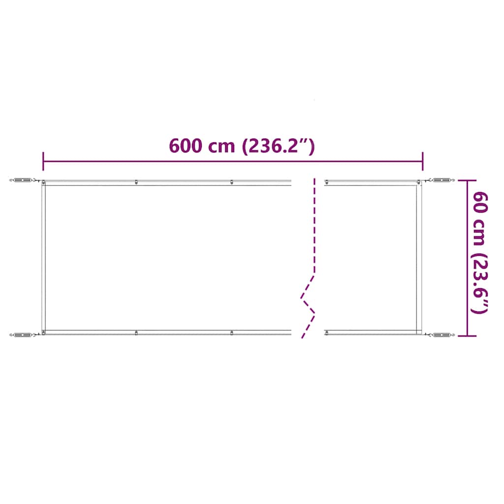 Toldo vertical 60x600 cm tecido oxford antracite