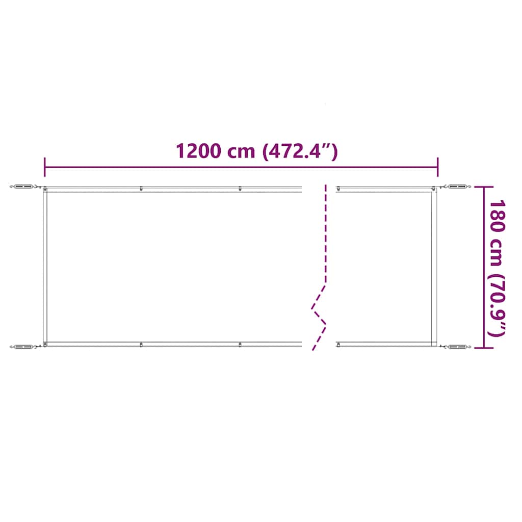 Toldo vertical 180x1200 cm tecido oxford antracite
