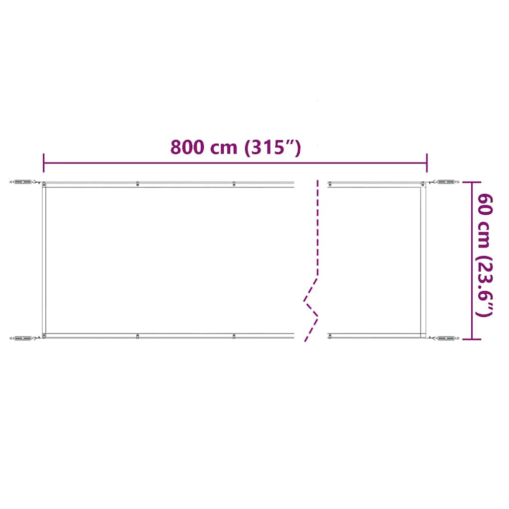 Toldo vertical 60x800 cm tecido oxford bege