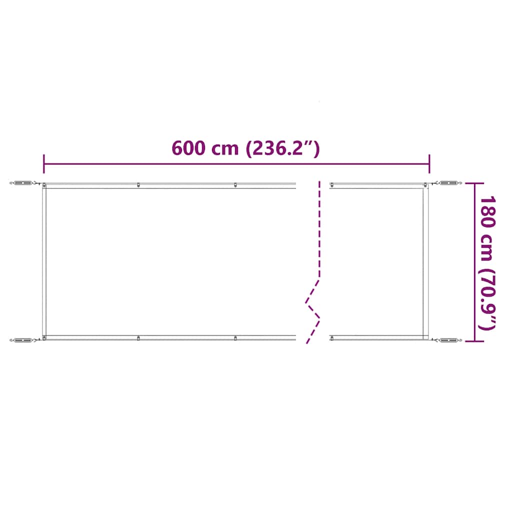 Toldo vertical 180x600 cm tecido oxford verde-claro