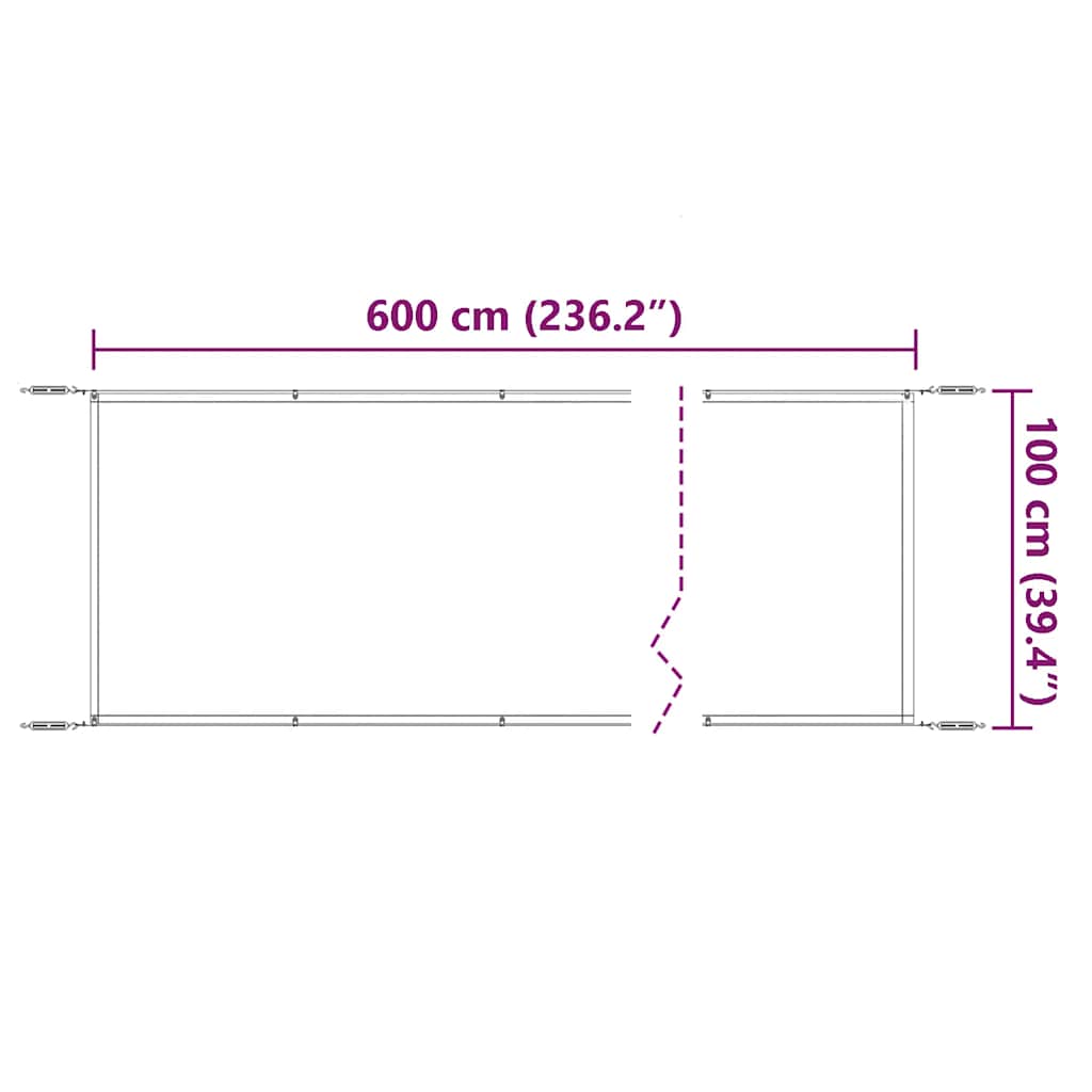 Toldo vertical 100x600 cm tecido oxford azul