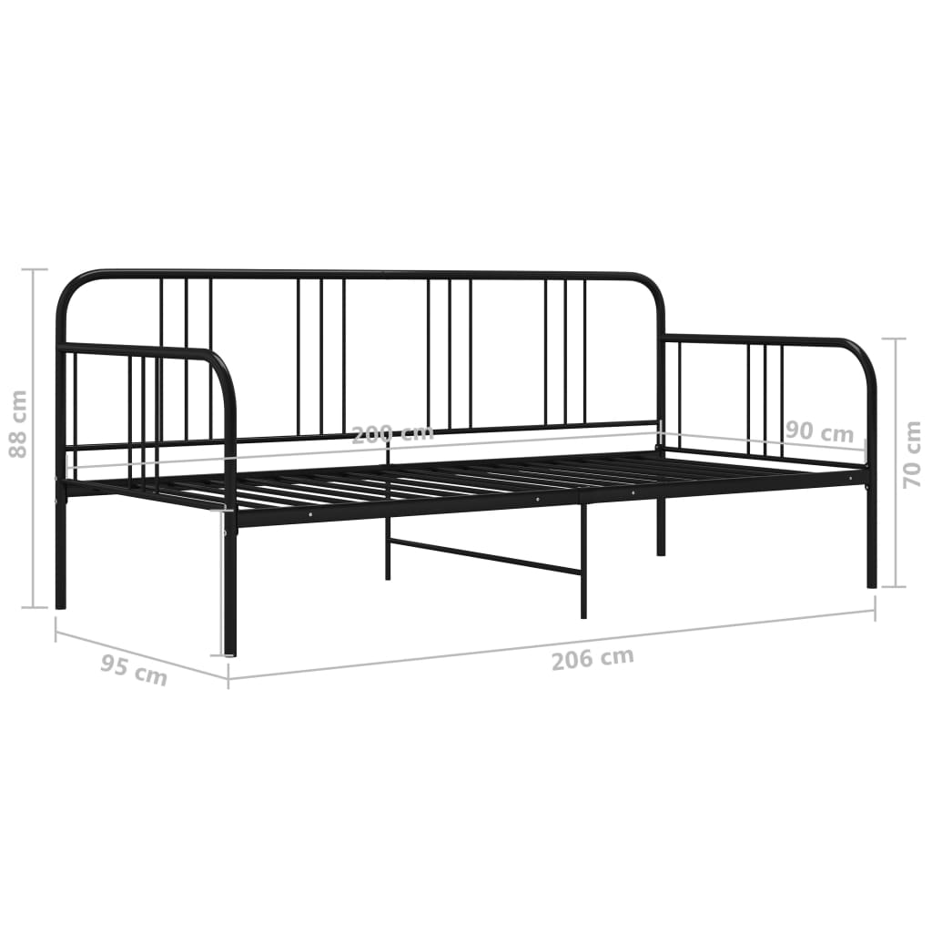 Sofá-cama 90x200 cm metal preto