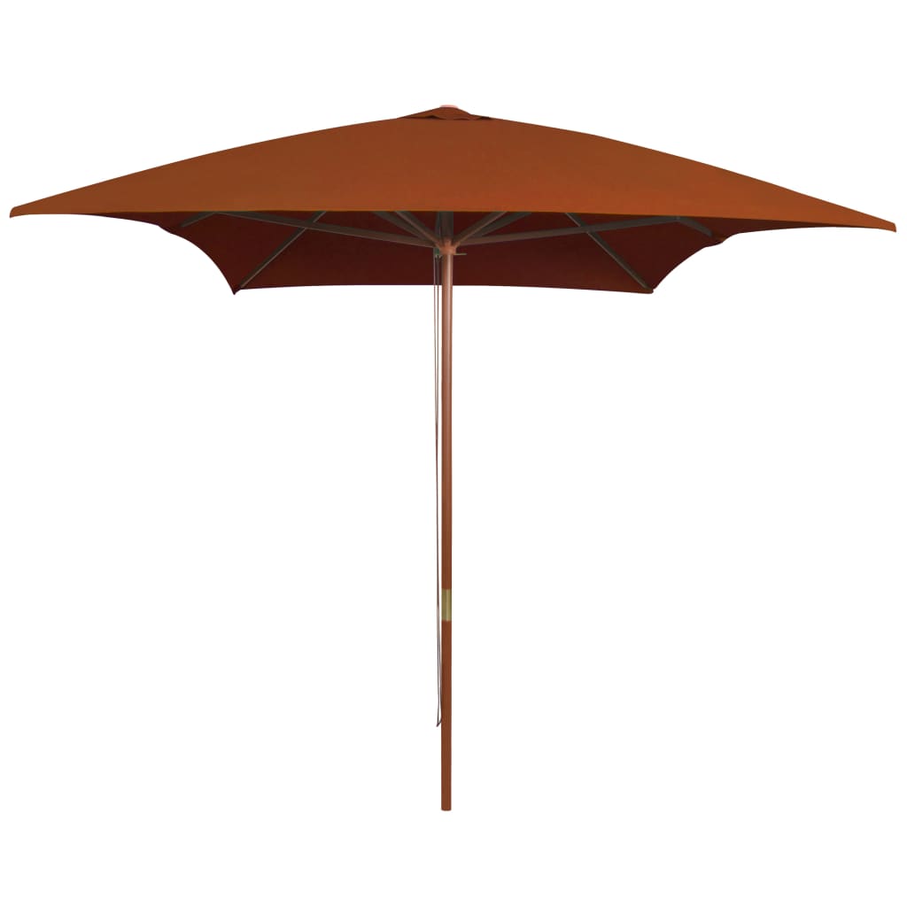 Guarda-sol de jardim c/ poste de madeira 200x300 cm terracotta