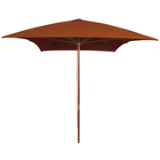 Guarda-sol de jardim c/ poste de madeira 200x300 cm terracotta