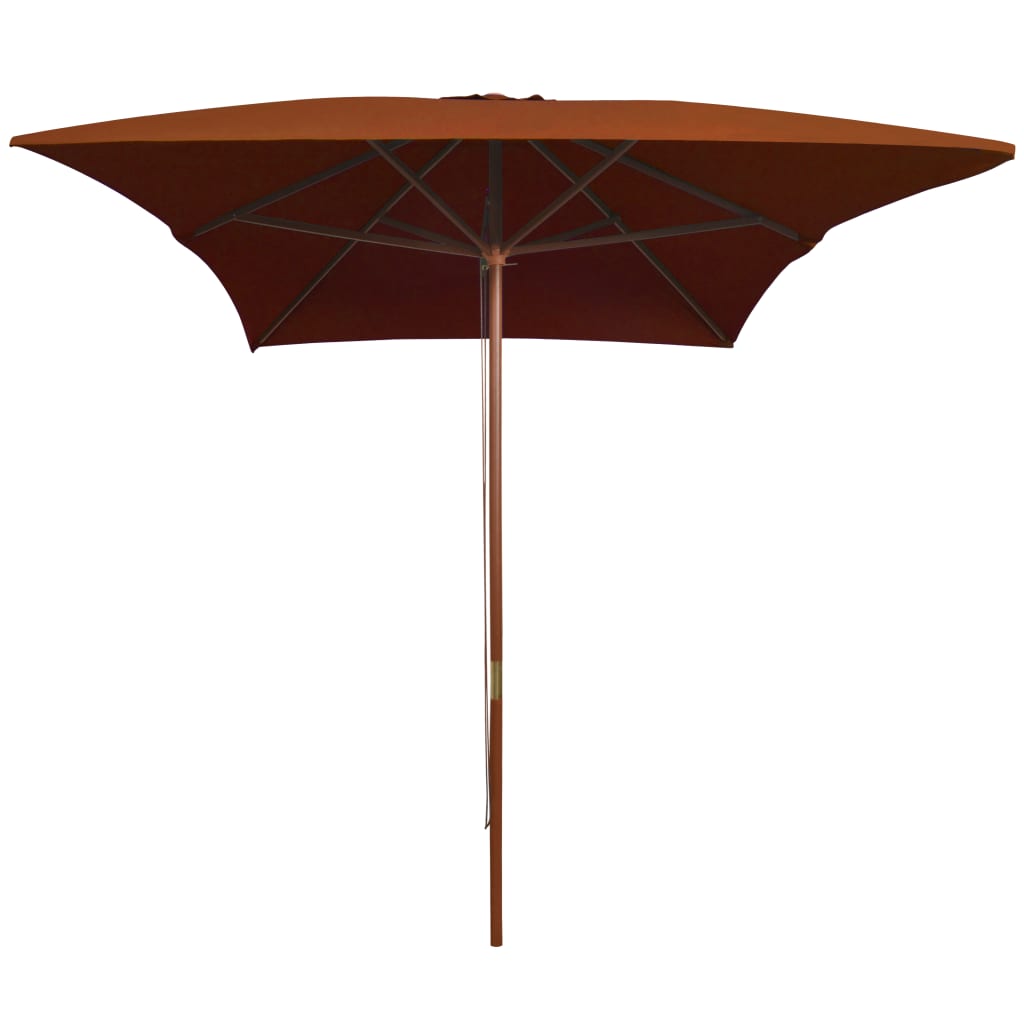 Guarda-sol de jardim c/ poste de madeira 200x300 cm terracotta