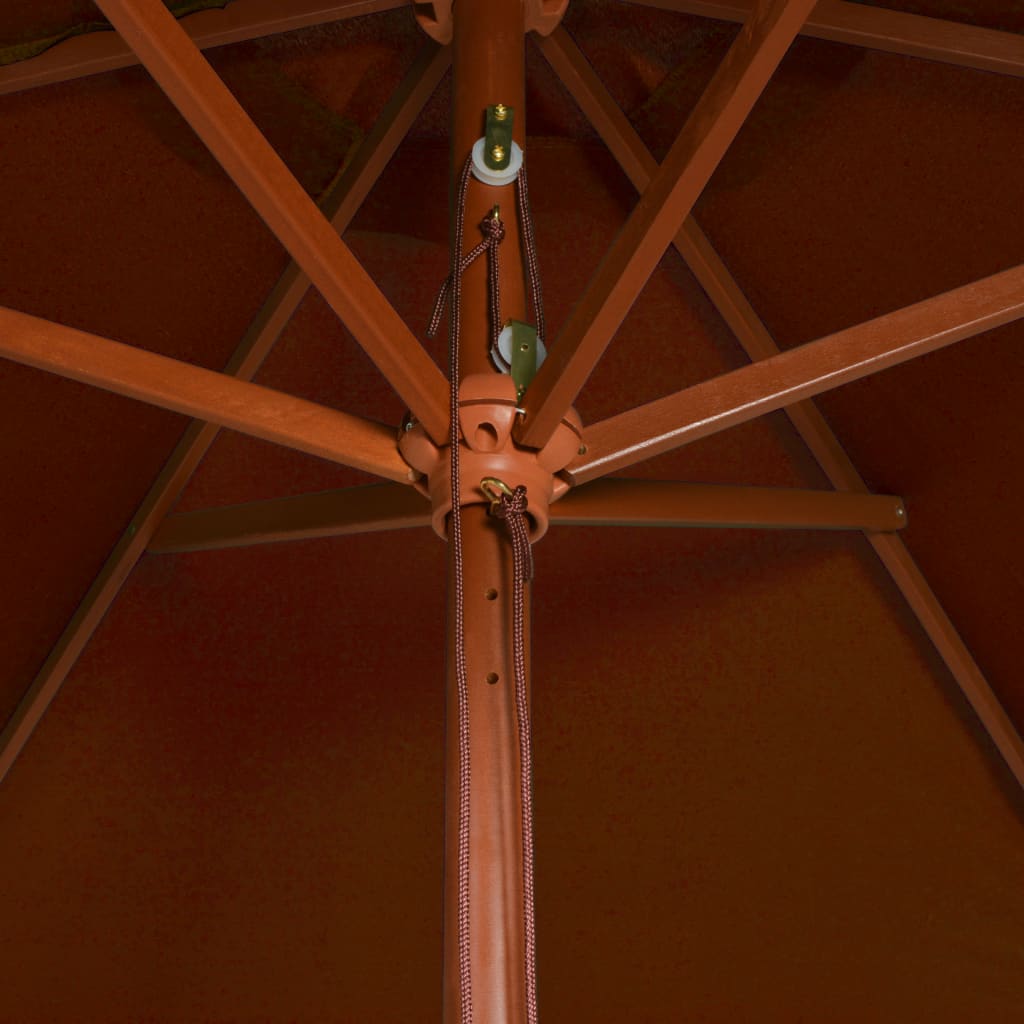 Guarda-sol de jardim c/ poste de madeira 200x300 cm terracotta