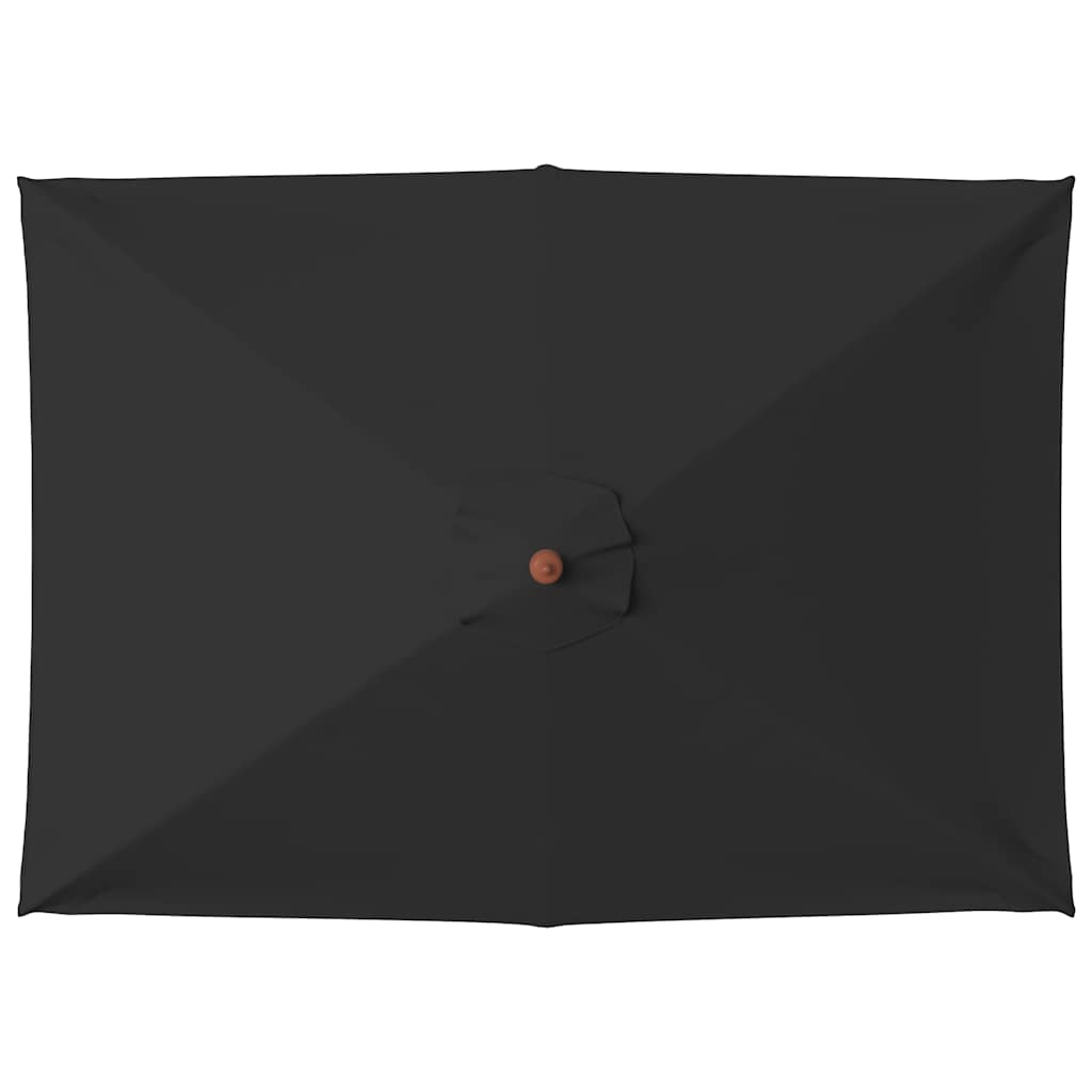 Guarda-sol de jardim com poste de madeira 150x200 cm preto