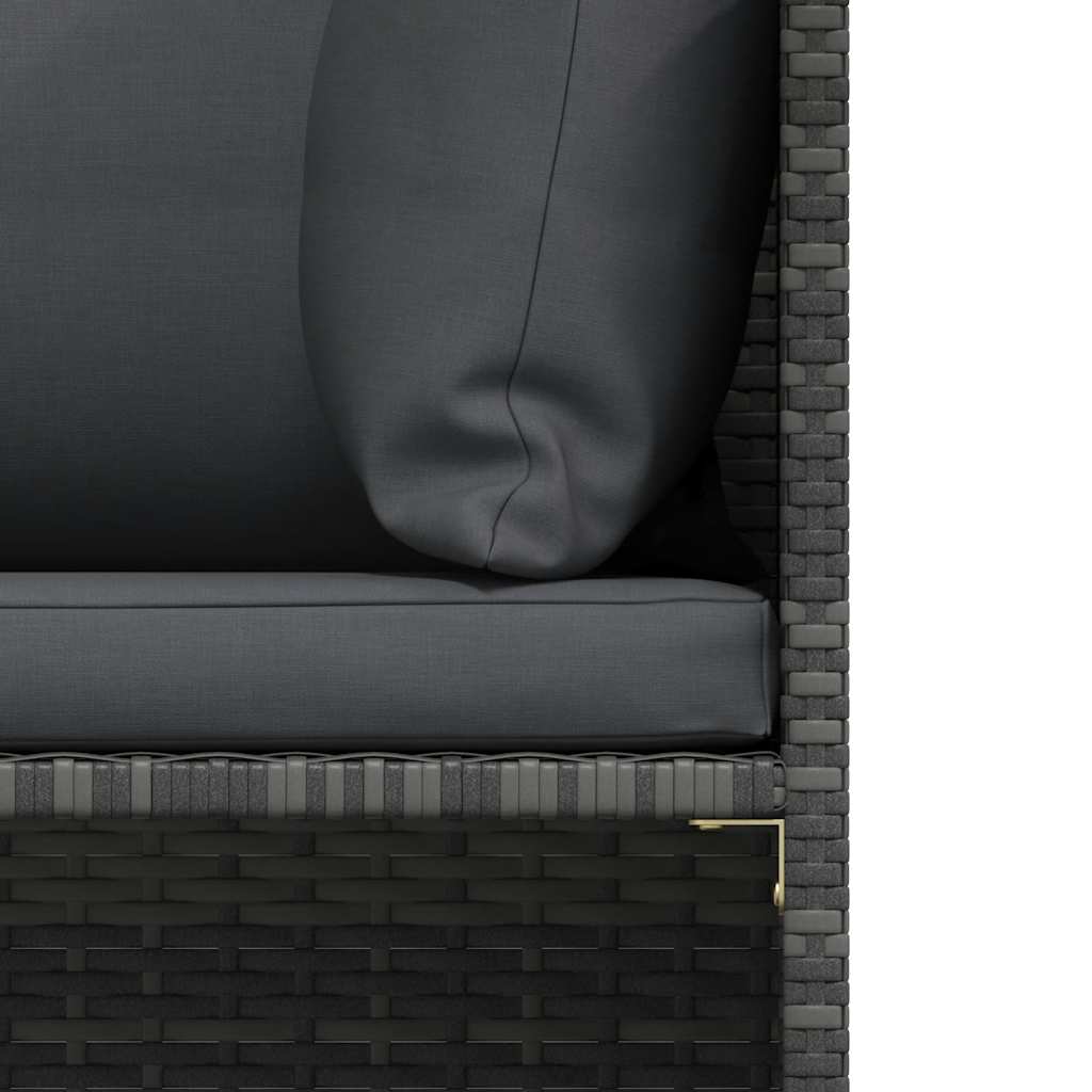 2 pcs conjunto sofás de jardim c/ almofadões vime PE cinzento