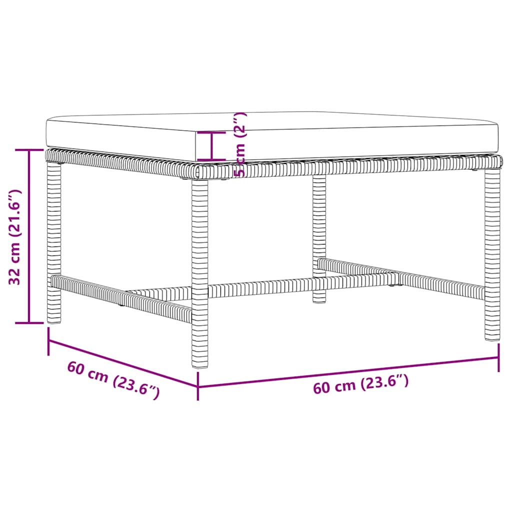 4 pcs conjunto sofás de jardim com almofadões vime PE preto