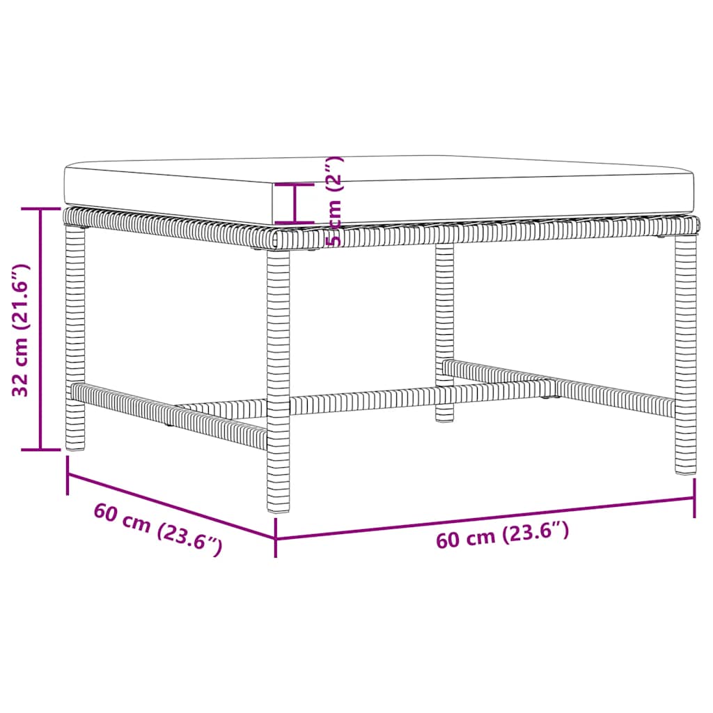 4 pcs conjunto sofás de jardim com almofadões vime PE preto