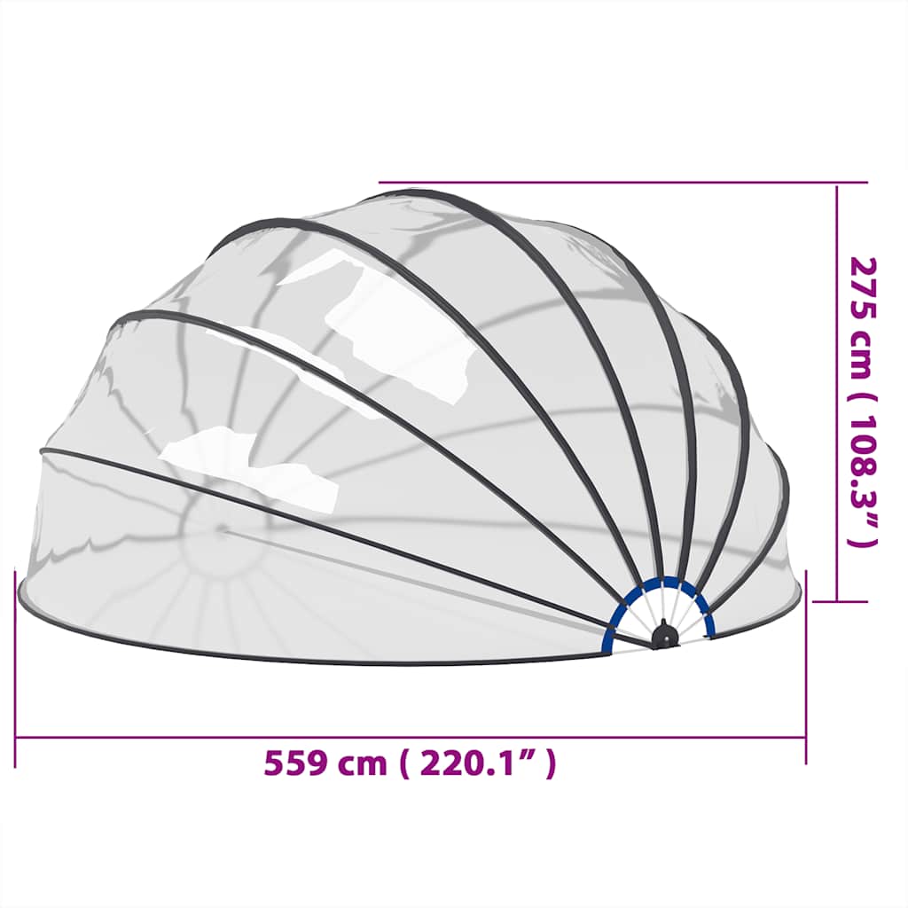 Cúpula de piscina 559x275 cm
