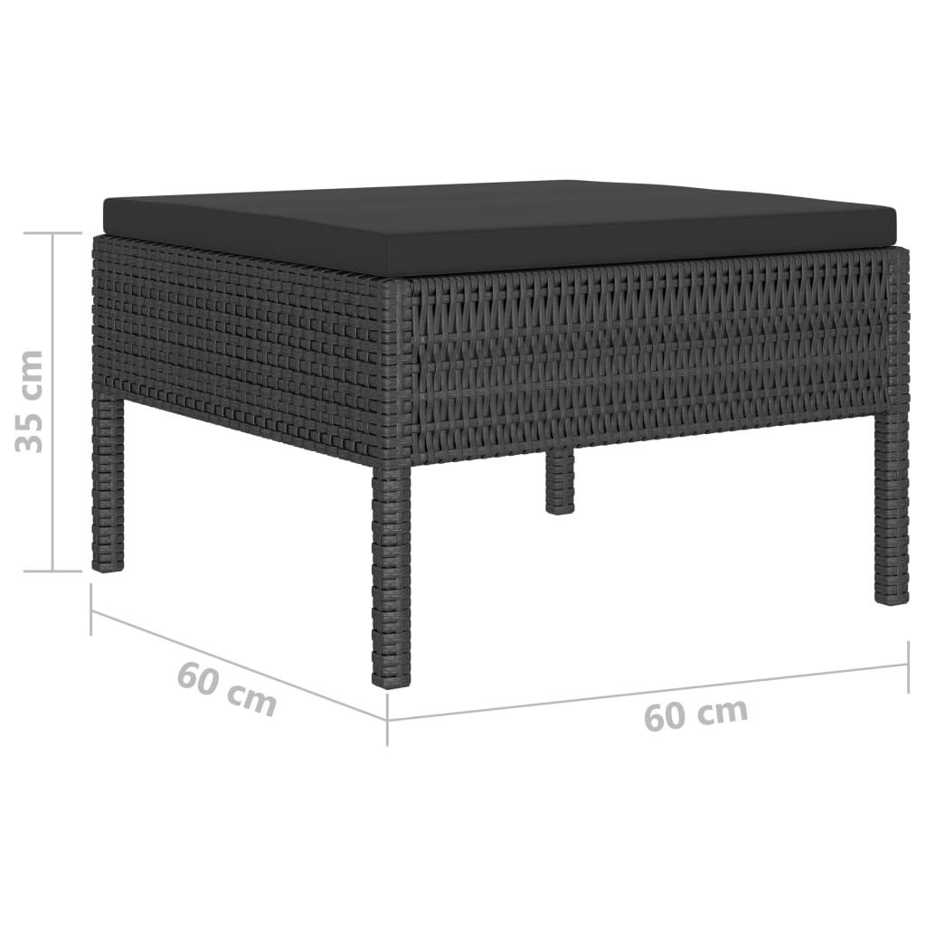 4 pcs conjunto lounge de jardim c/ almofadões vime PE cinzento