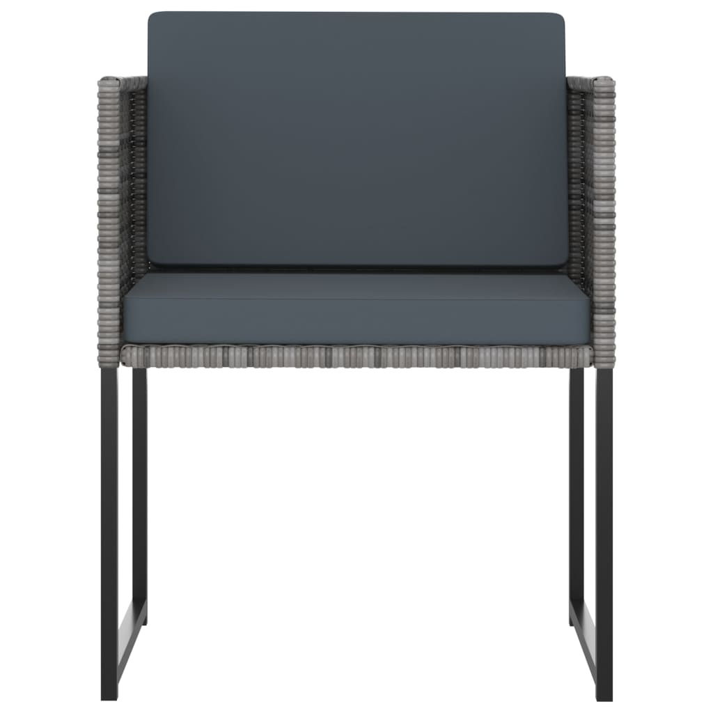 11 pcs conjunto jantar exterior com almofadões vime PE cinzento