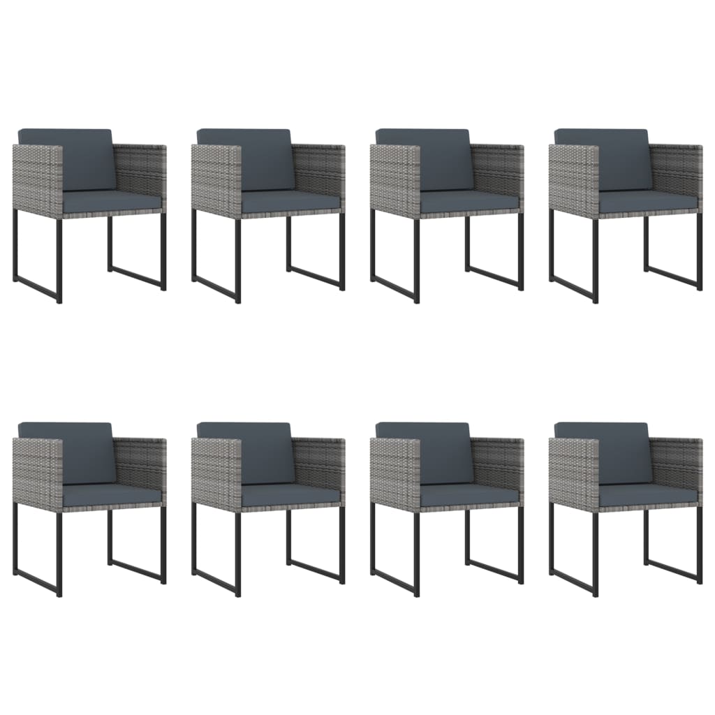 13 pcs conjunto jantar exterior com almofadões vime PE cinzento