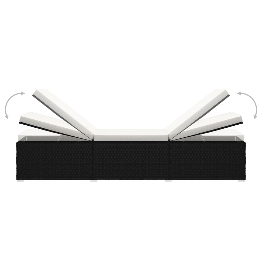 3 pcs espreguiçadeiras jardim c/ mesa de centro vime PE branco