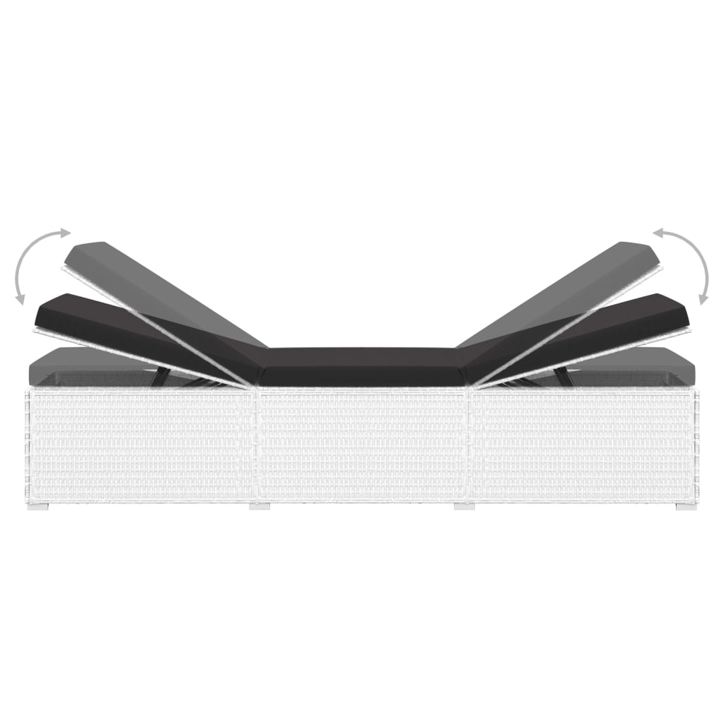 3 pcs espreguiçadeiras jardim c/ mesa de centro vime PE branco