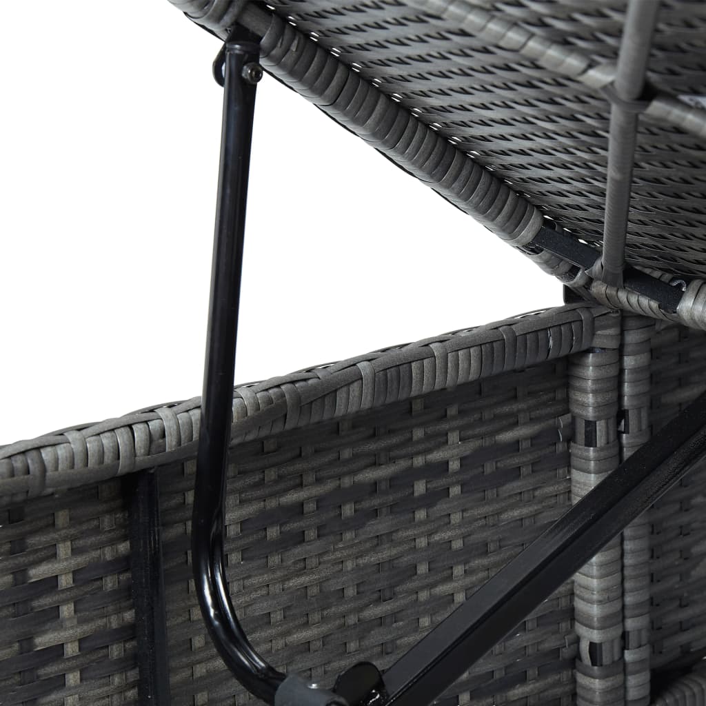 3 pcs espreguiçadeiras jardim c/ mesa de centro vime PE branco