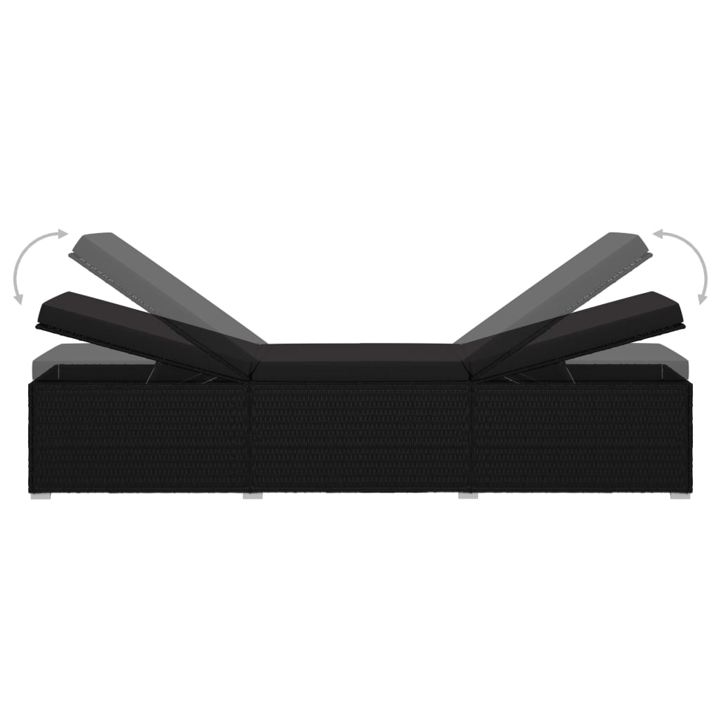 3 pcs espreguiçadeiras jardim c/ mesa de centro vime PE branco