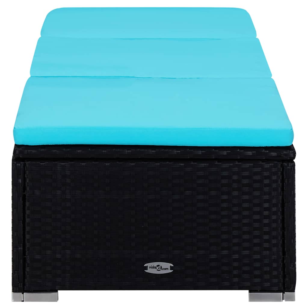 3 pcs espreguiçadeiras jardim c/ mesa de centro vime PE branco