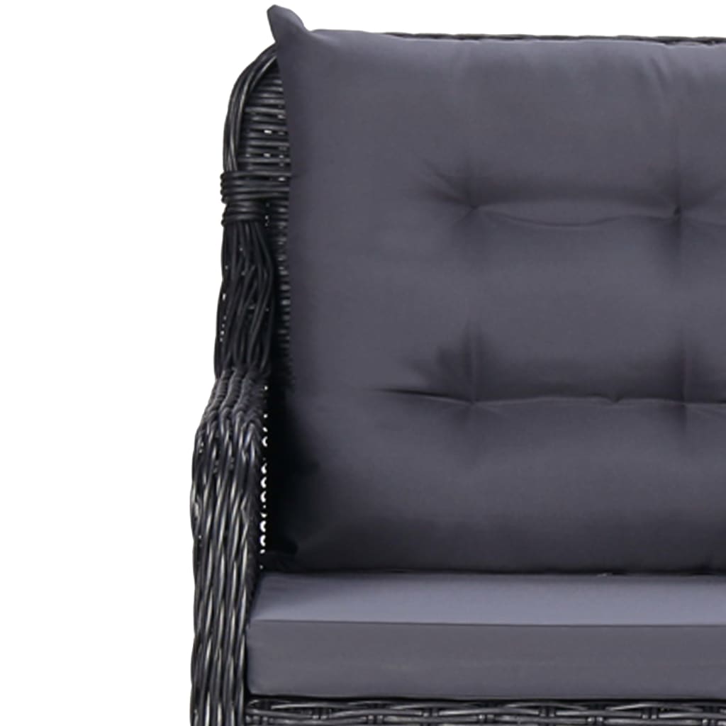 11 pcs conjunto de jantar para jardim vime PE preto