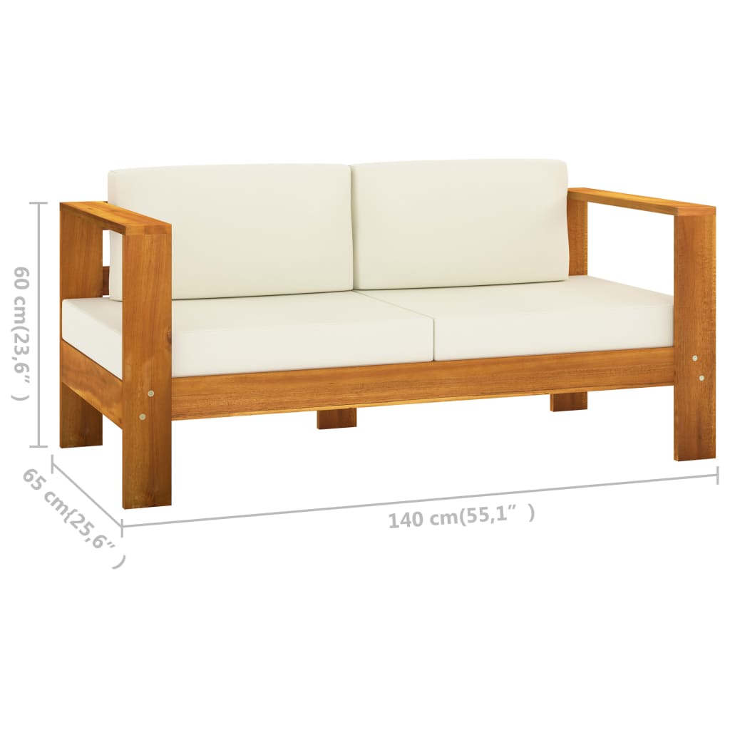 Conjunto de lounge de jardim com 9 peças e almofadas 100x60 cm madeira de acácia