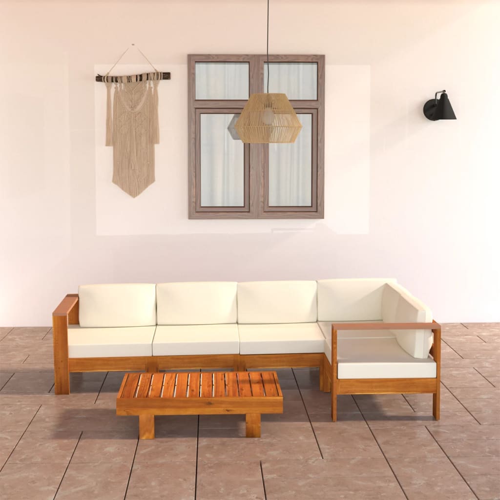 Conjunto de lounge de jardim com 9 peças e almofadas 100x60 cm madeira de acácia