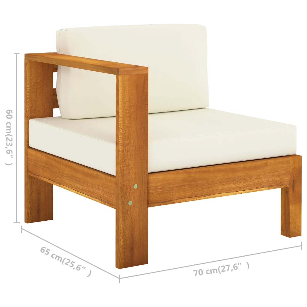 Conjunto de 10 peças de lounge de jardim com almofadas 100x60 cm madeira de acácia