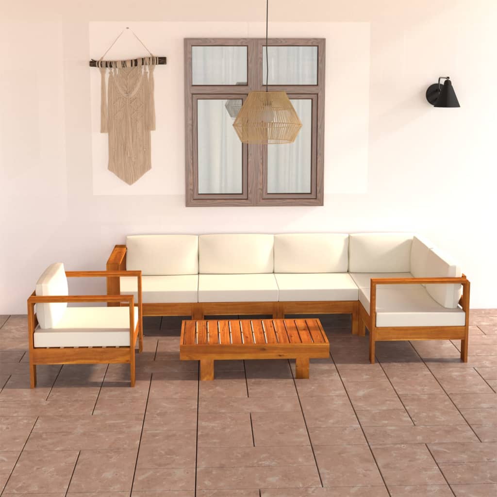 Conjunto de 10 peças de lounge de jardim com almofadas 100x60 cm madeira de acácia