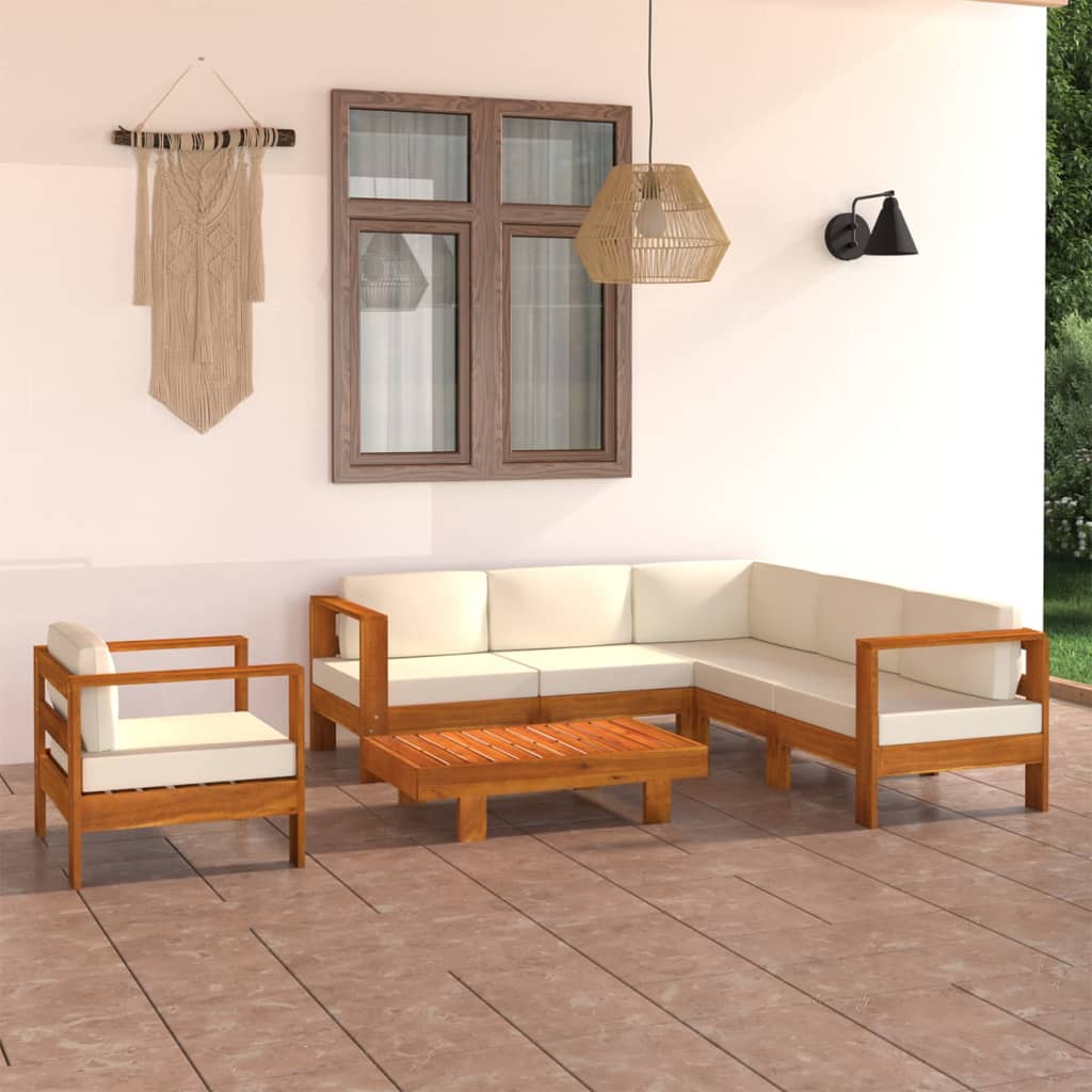 Conjunto de 10 peças de lounge de jardim com almofadas 100x60 cm madeira de acácia