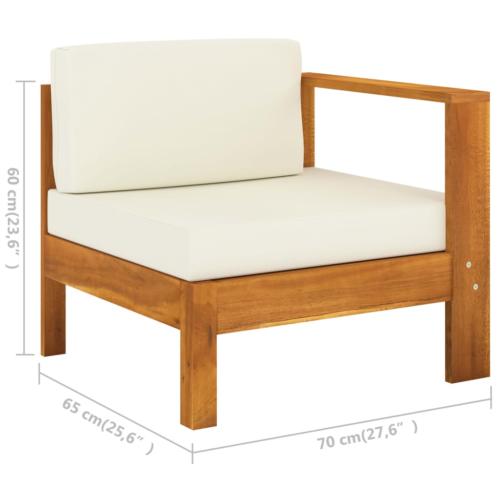 Conjunto de 10 peças de lounge de jardim com almofadas 100x60 cm madeira de acácia