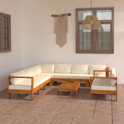 Conjunto de lounge de jardim com 9 peças e almofadas 100x60 cm madeira de acácia