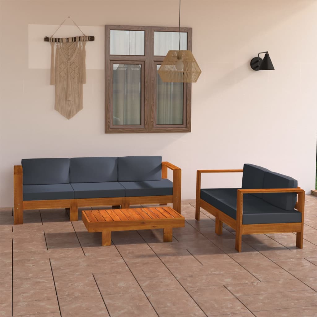 Conjunto de lounge de jardim com 9 peças e almofadas 100x60 cm madeira de acácia