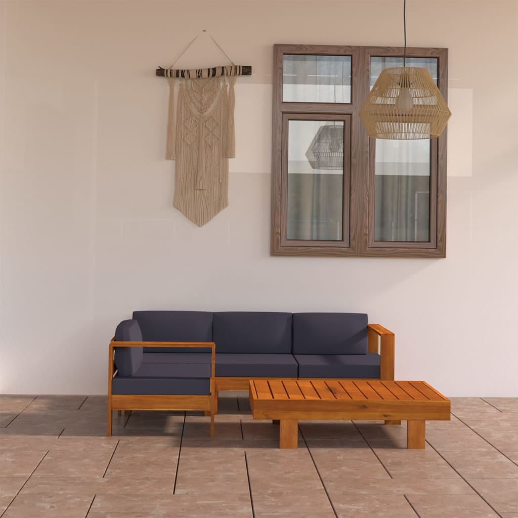 Conjunto de lounge de jardim com 9 peças e almofadas 100x60 cm madeira de acácia
