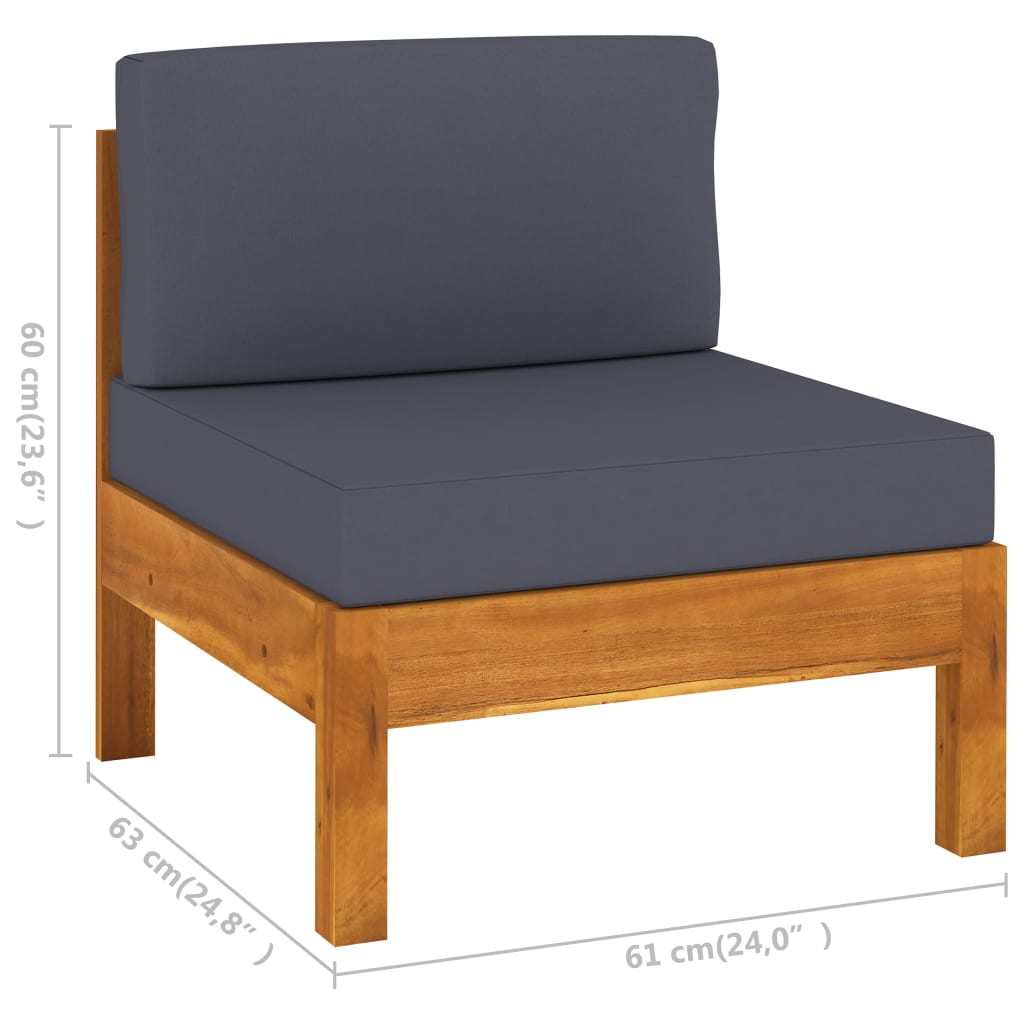 Conjunto de 10 peças de lounge de jardim com almofadas 100x60 cm madeira de acácia
