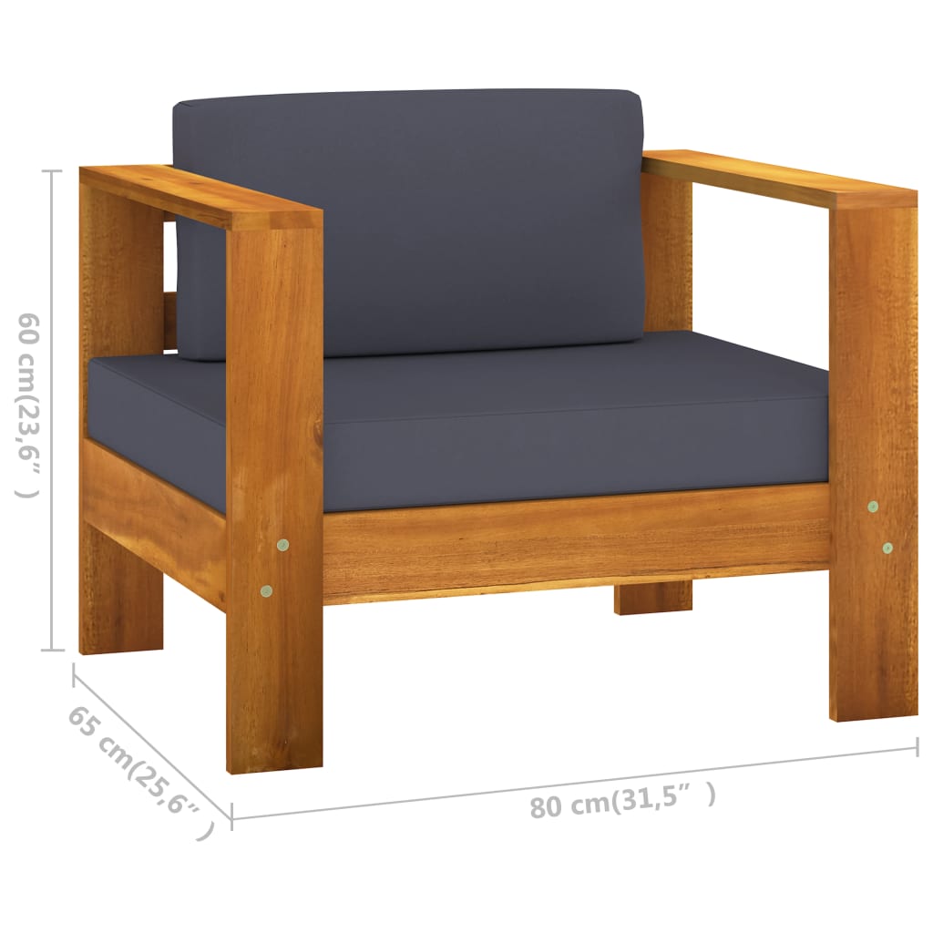 Conjunto de 10 peças de lounge de jardim com almofadas 100x60 cm madeira de acácia