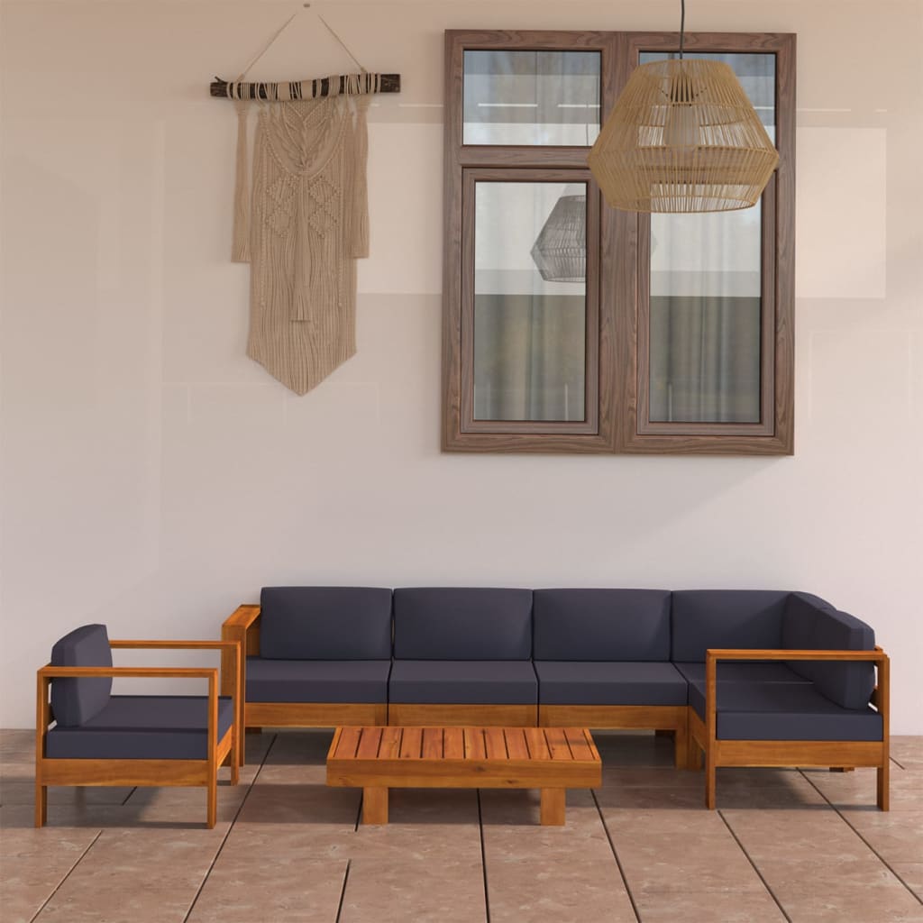 Conjunto de 10 peças de lounge de jardim com almofadas 100x60 cm madeira de acácia