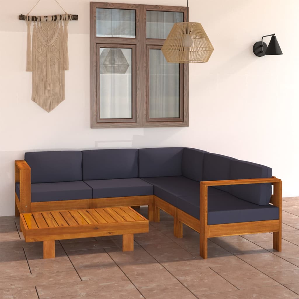 Conjunto de lounge de jardim com 9 peças e almofadas 100x60 cm madeira de acácia