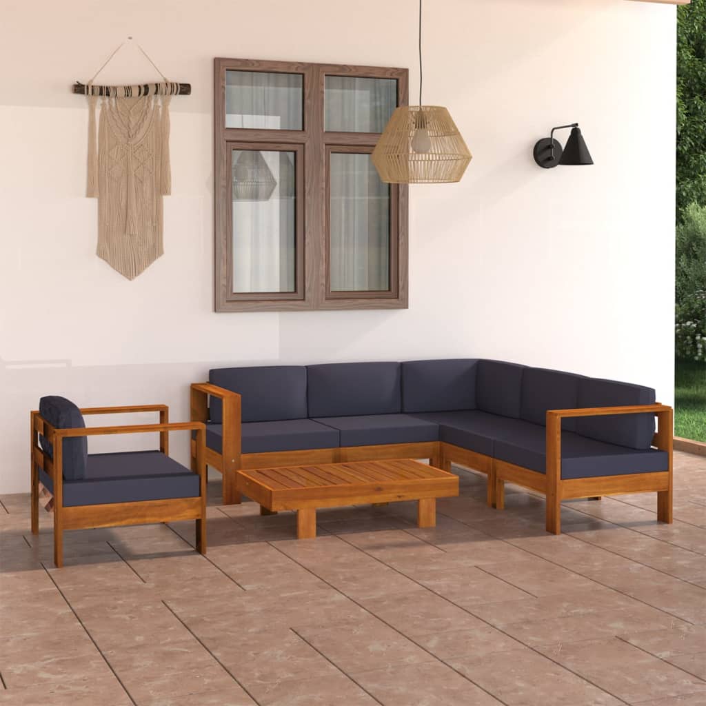 Conjunto de 10 peças de lounge de jardim com almofadas 100x60 cm madeira de acácia