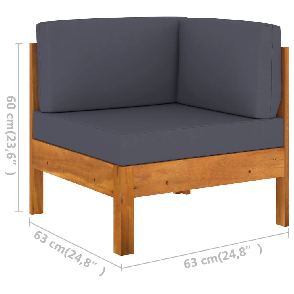 Conjunto de 10 peças de lounge de jardim com almofadas 100x60 cm madeira de acácia