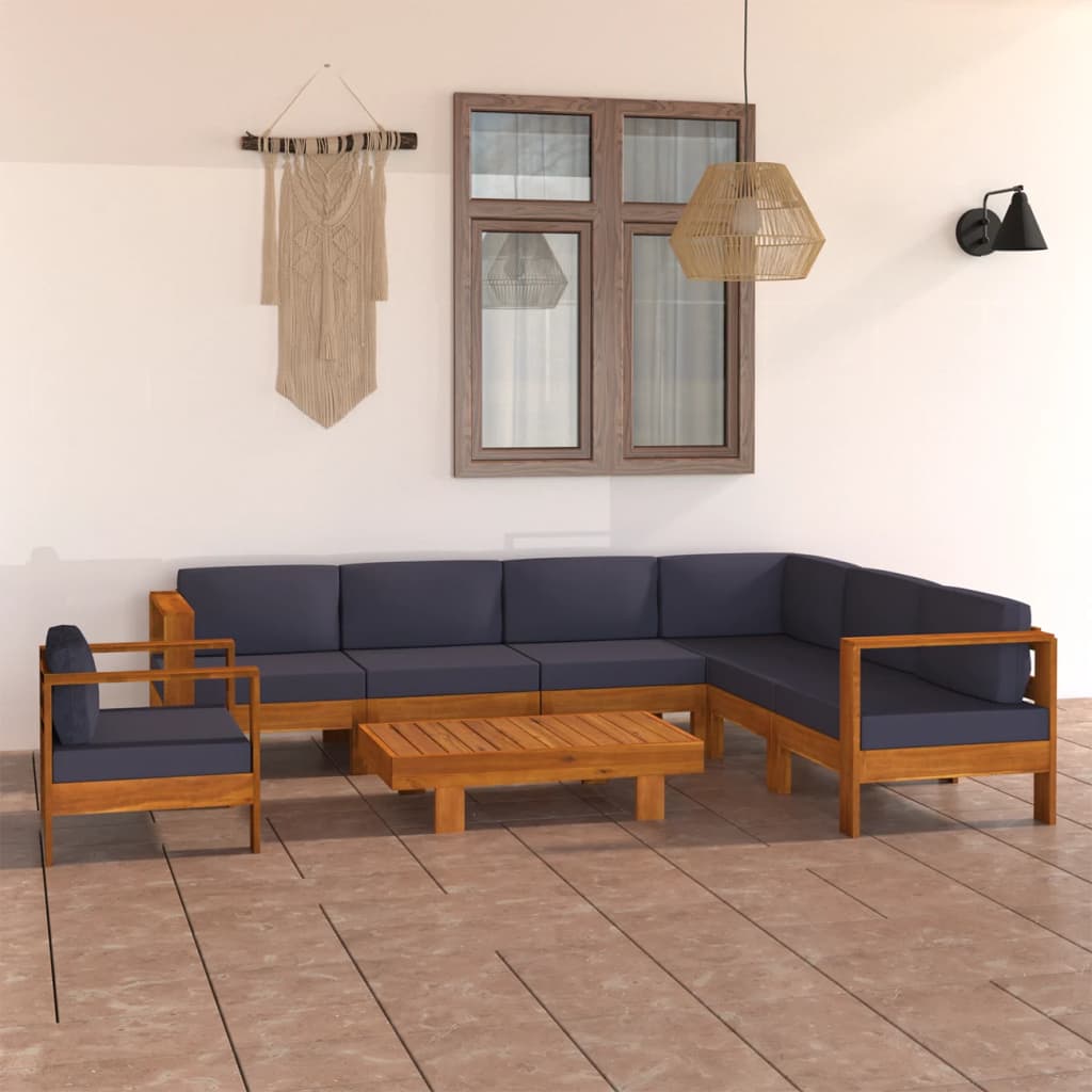 Conjunto de 10 peças de lounge de jardim com almofadas 100x60 cm madeira de acácia