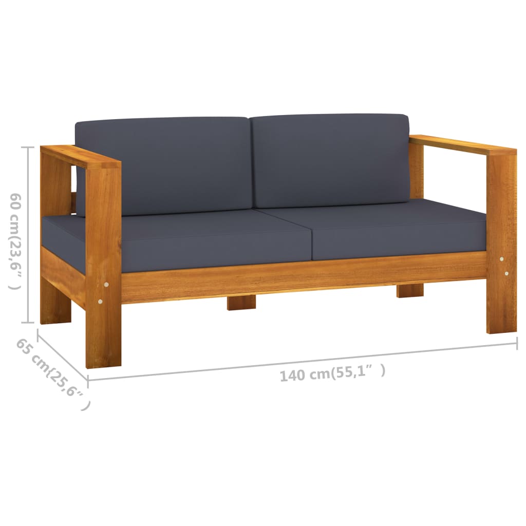 Conjunto de lounge de jardim com 9 peças e almofadas 100x60 cm madeira de acácia
