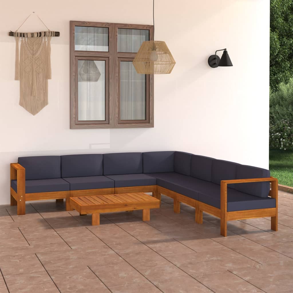 Conjunto de lounge de jardim com 9 peças e almofadas 100x60 cm madeira de acácia