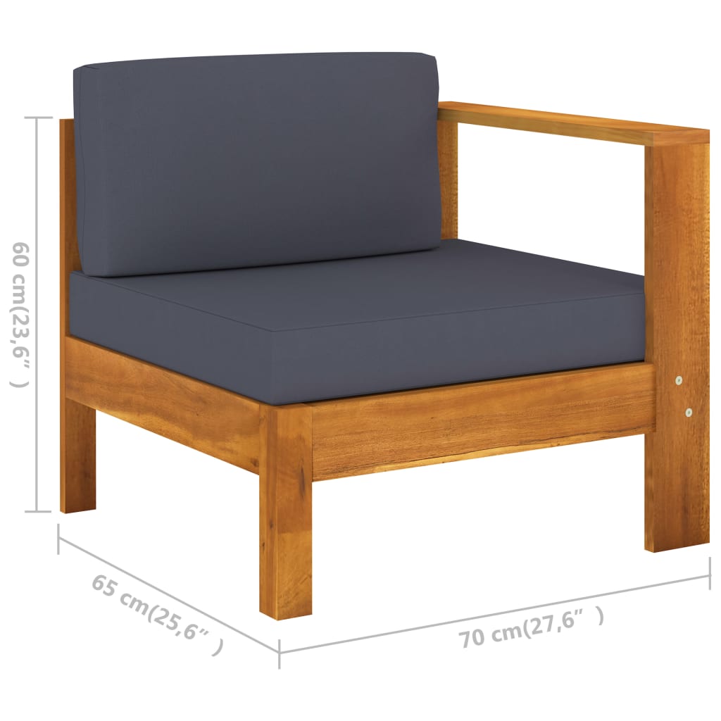 Conjunto de 10 peças de lounge de jardim com almofadas 100x60 cm madeira de acácia