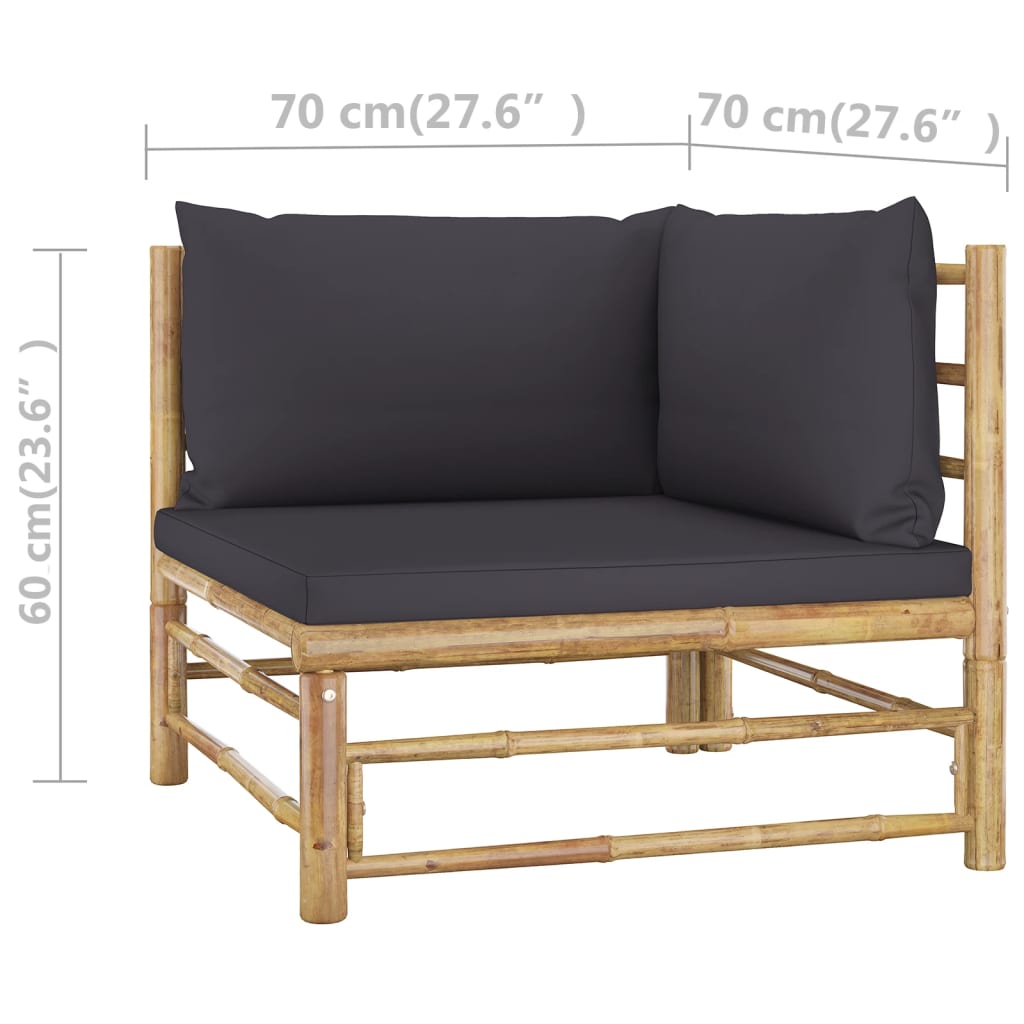 2 pcs conjunto lounge de jardim bambu c/ almofadões branco nata