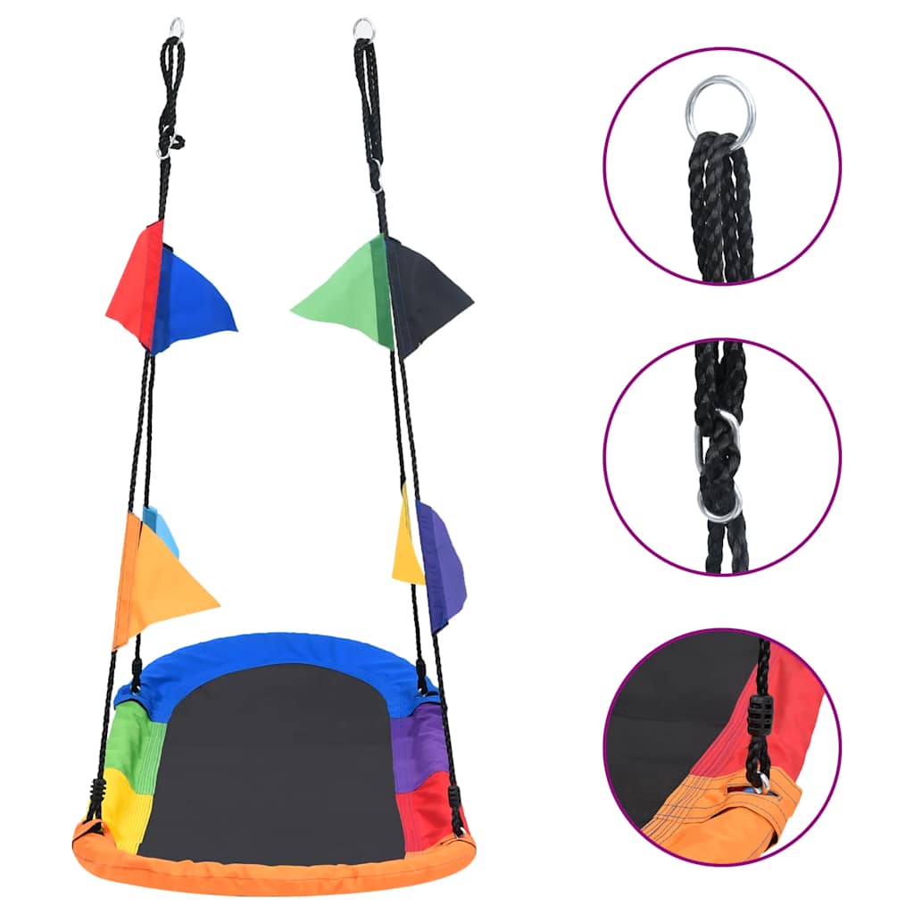 Baloiço estilo ninho com bandeiras 165x70 cm