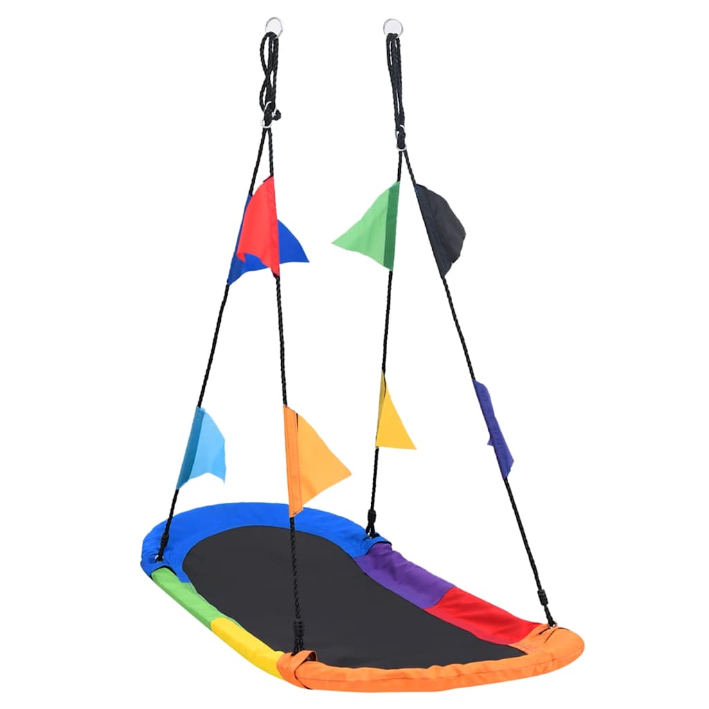 Baloiço estilo ninho com bandeiras 165x70 cm