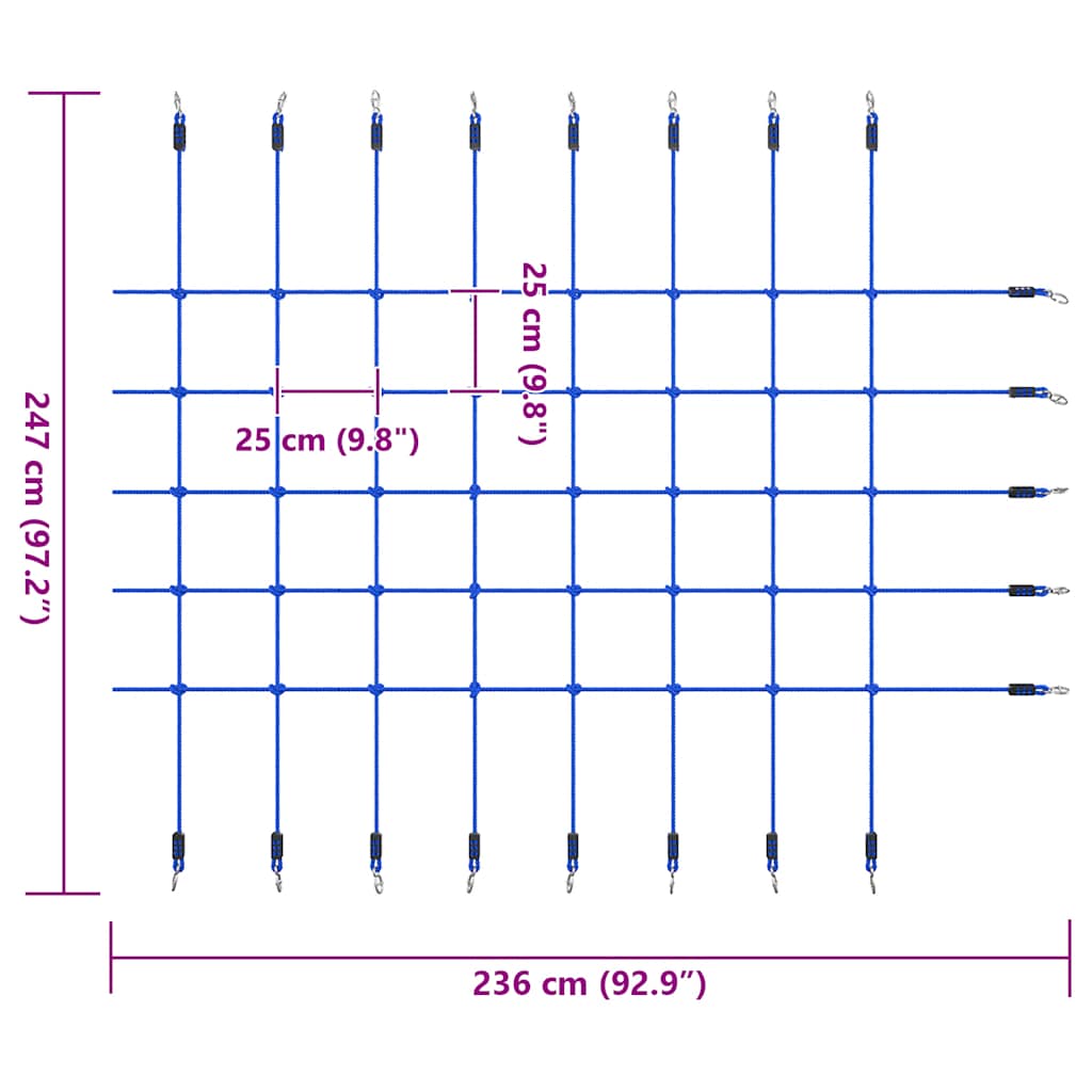 Rede de escalada 200x150 cm azul