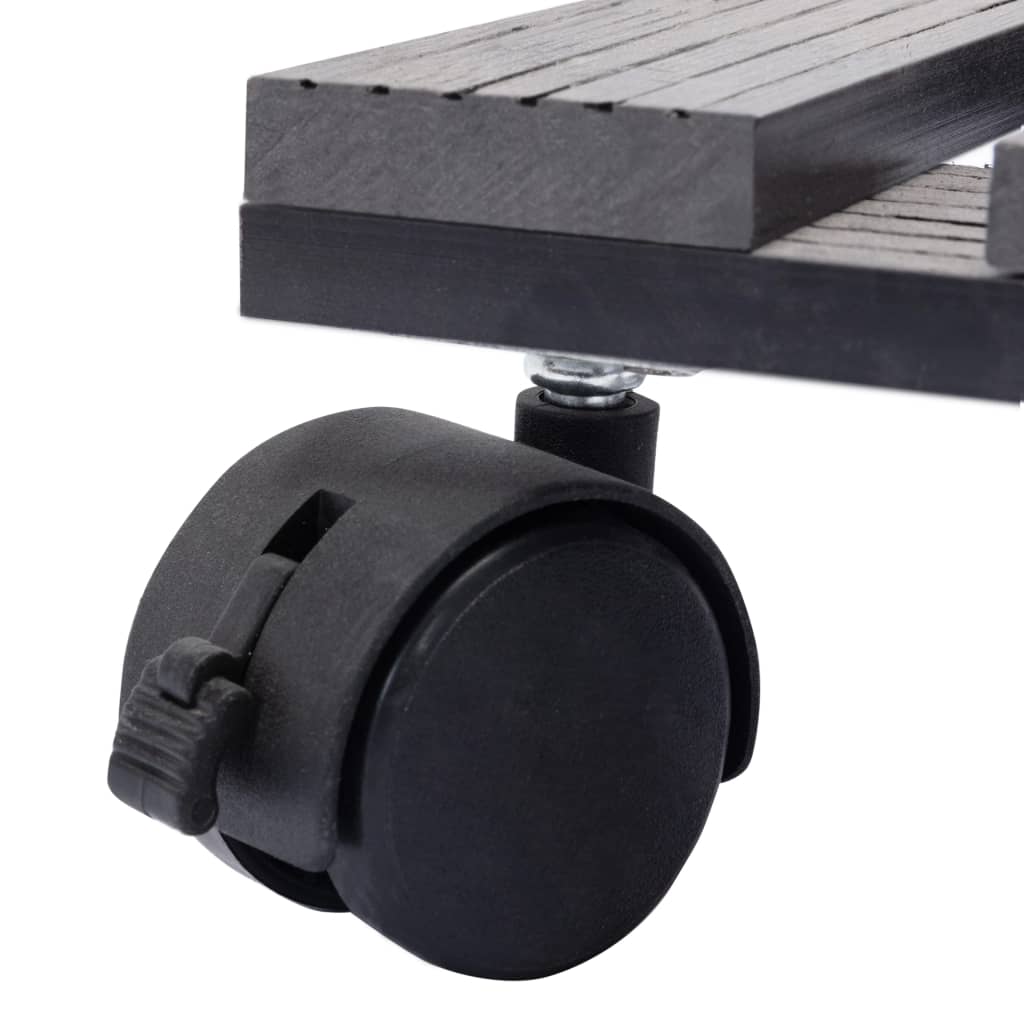 Suportes com rodas para vasos 2 pcs 30x30x7,5 cm WPC cinzento