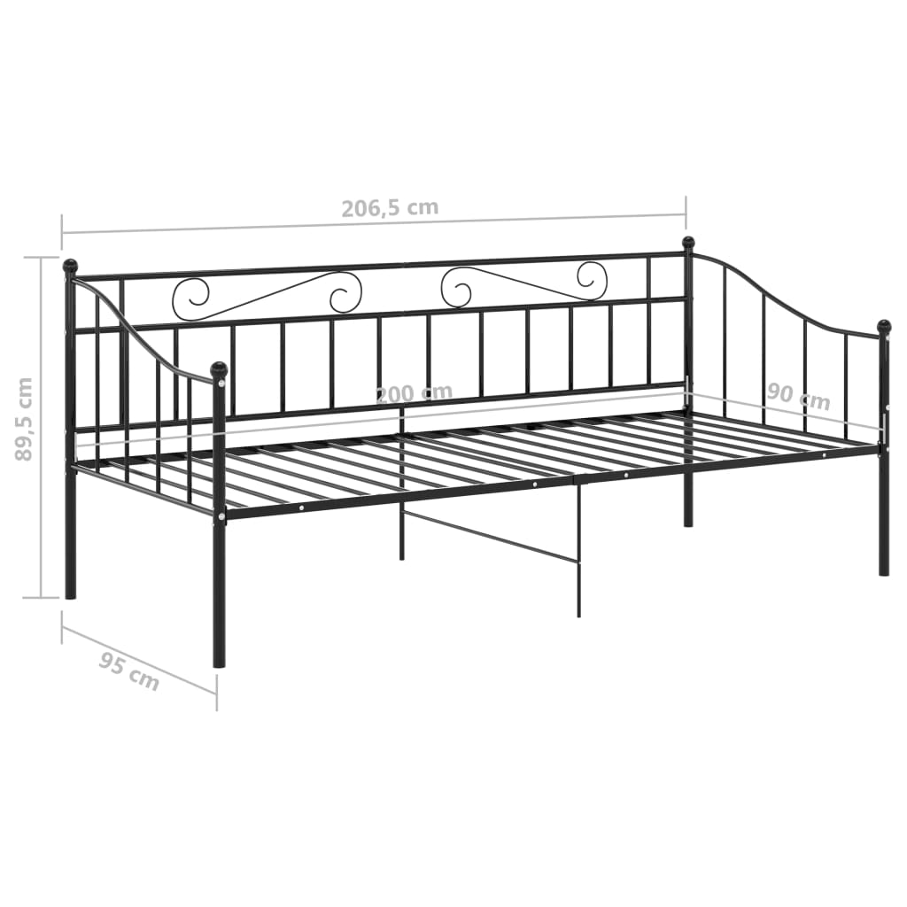 Sofá-cama 90x200 cm metal preto