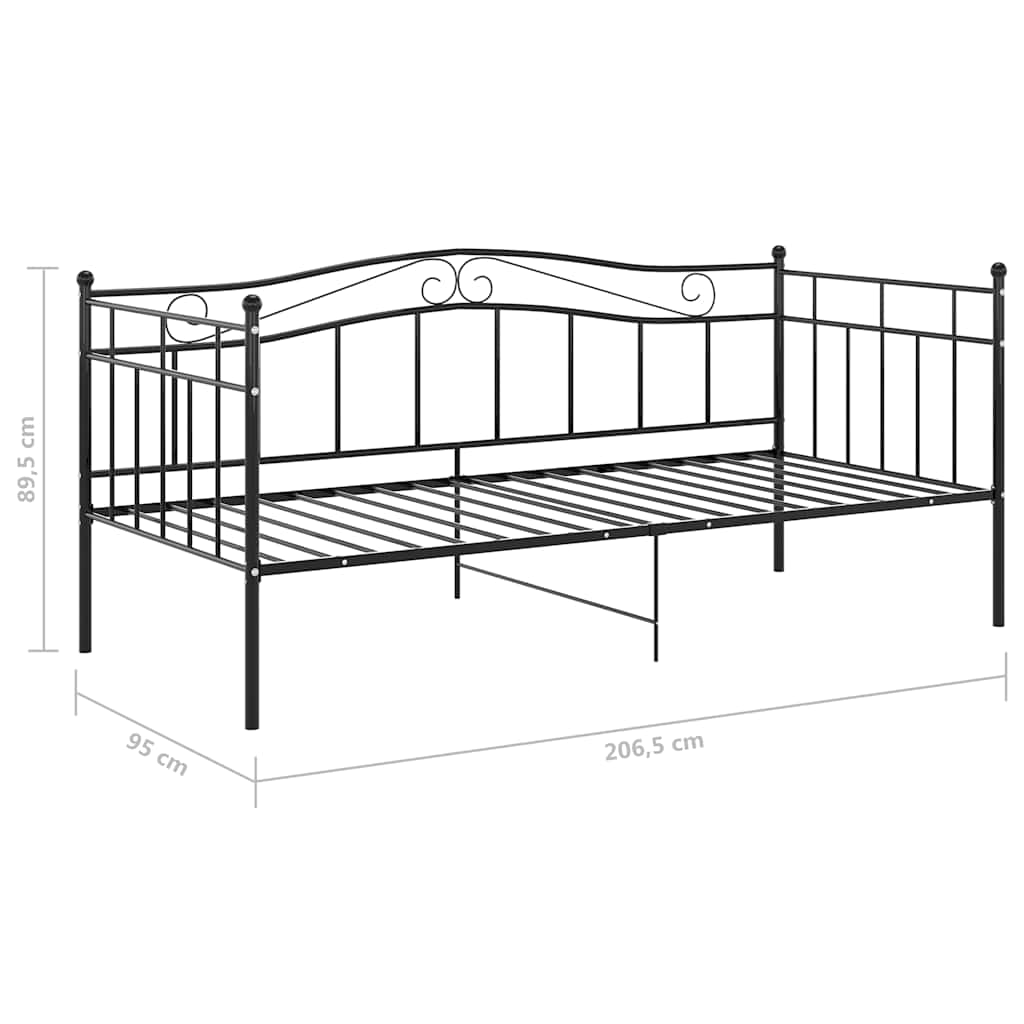 Sofá-cama 90x200 cm metal preto